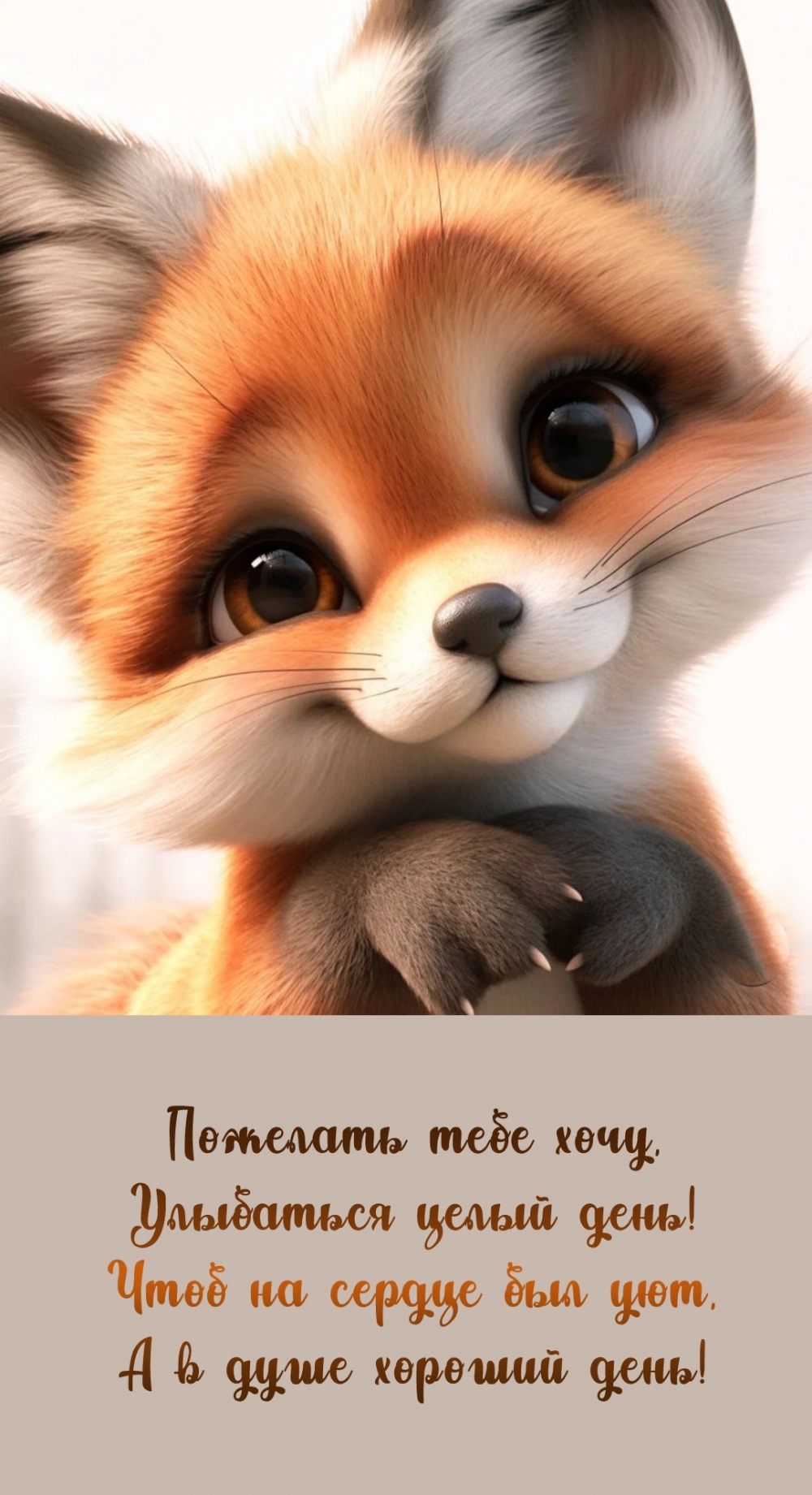 Пожелать тебе хочу, улыбаться целый день! Чтоб на сердце был уют