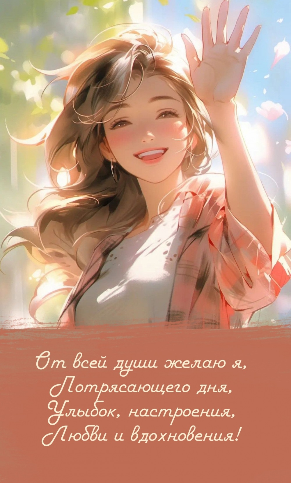 От всей души желаю я, потрясающего дня, улыбок, настроения