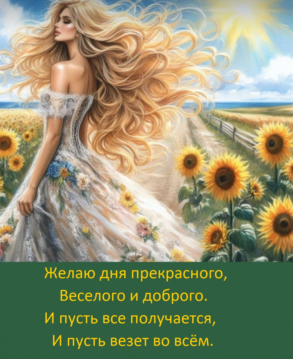 Желаю дня прекрасного, веселого и доброго.