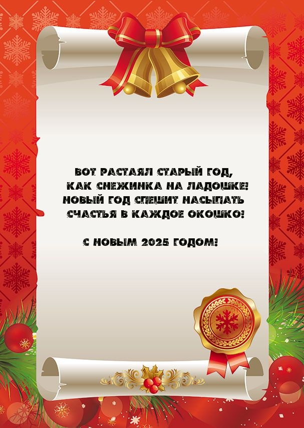 Вот растаял старый год, как снежинка на ладошке! С 2025 годом!