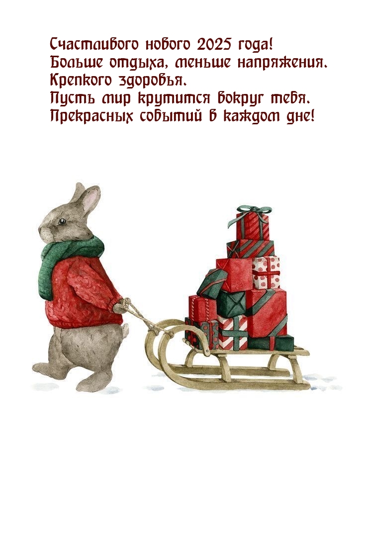 Счастливого нового 2025 года! Больше отдыха, меньше напряжения. 