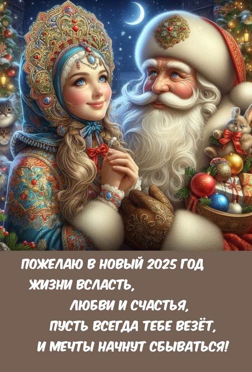 Пожелаю в Новый 2025 год жизни всласть, любви и счастья