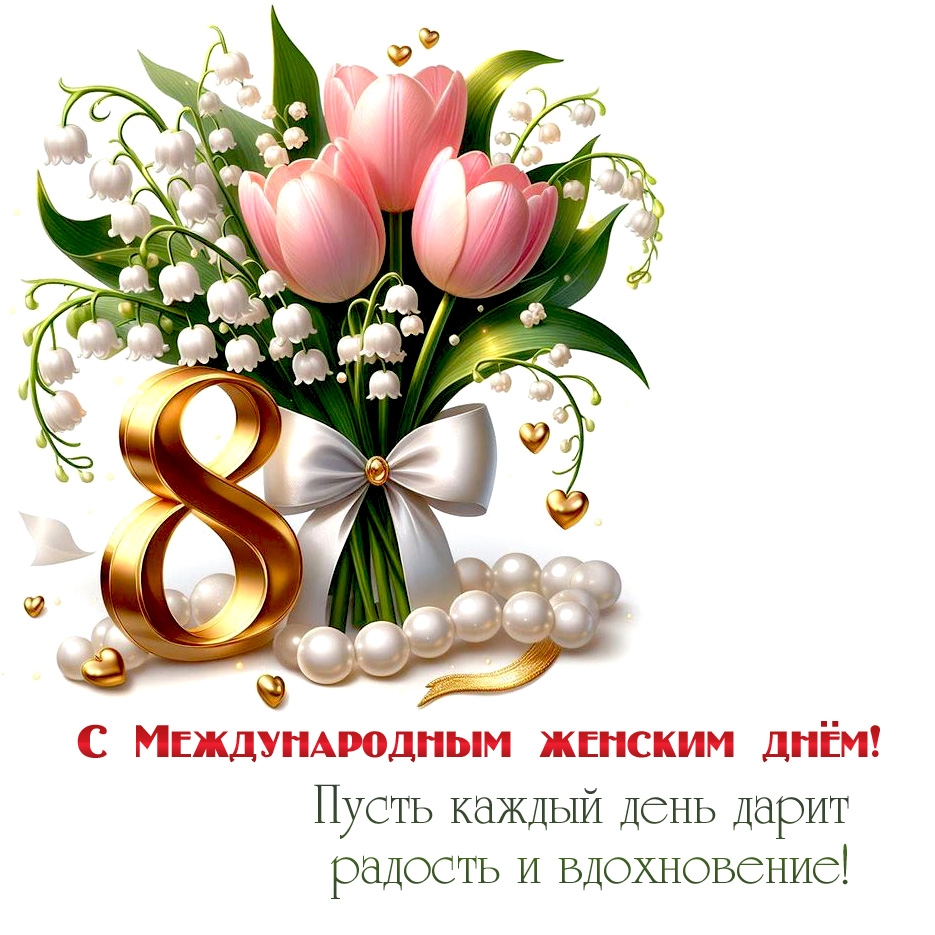 С Международным женским днём! С восьмеркой и цветами
