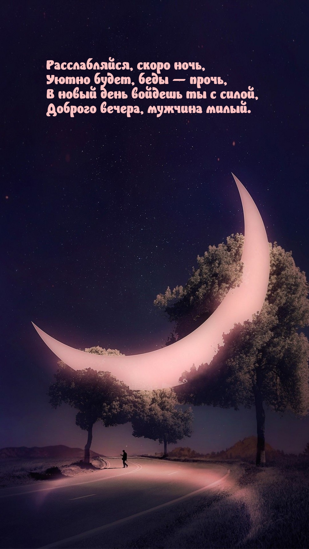 В новый день войдешь ты с силой, доброго вечера, мужчина милый.