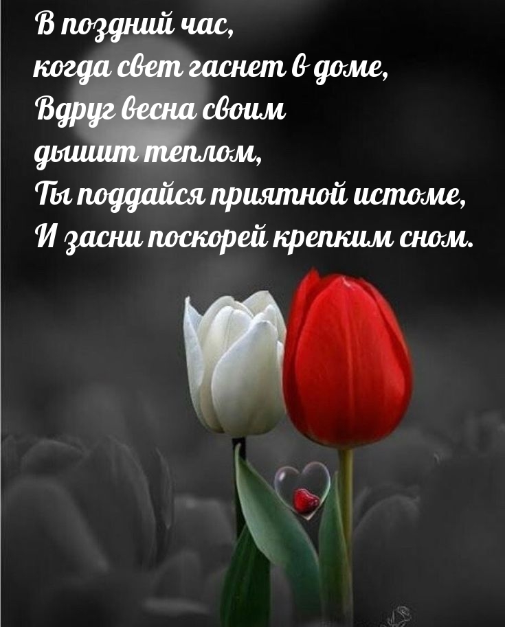 В поздний час, когда свет гаснет в доме, весна своим дышит теплом