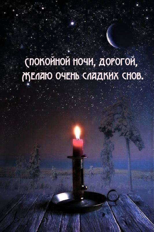 Спокойной ночи, дорогой, желаю очень сладких снов.
