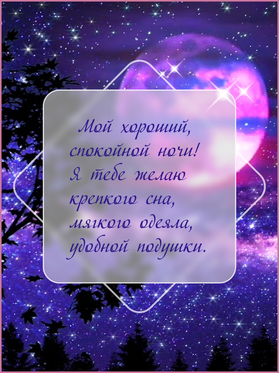 Мой хороший, спокойной ночи! Я тебе желаю крепкого сна