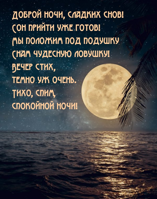 Доброй ночи, сладких снов! Сон прийти уже готов!