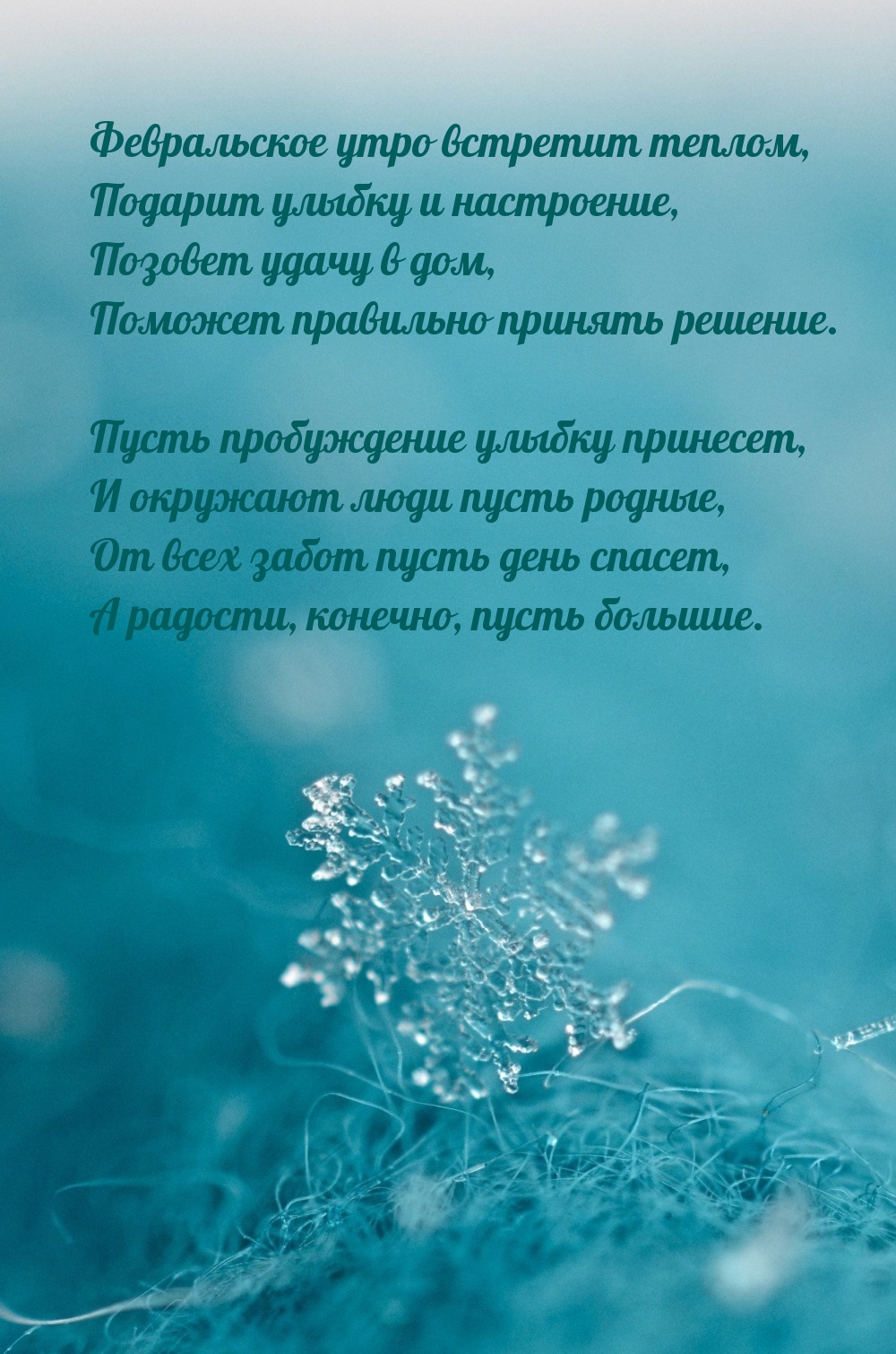 Февральское утро встретит теплом, подарит улыбку и настроение