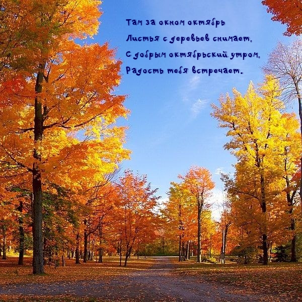 С добрым октябрьский утром, радость тебя встречает.