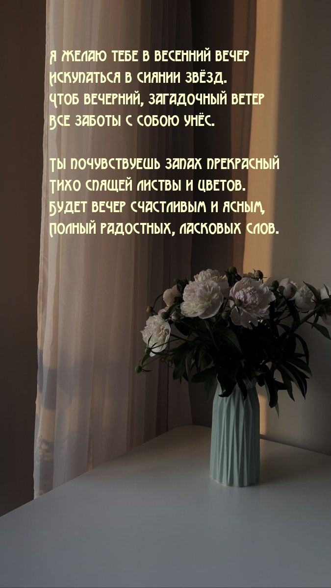 Я желаю тебе в весенний вечер искупаться в сиянии звёзд.