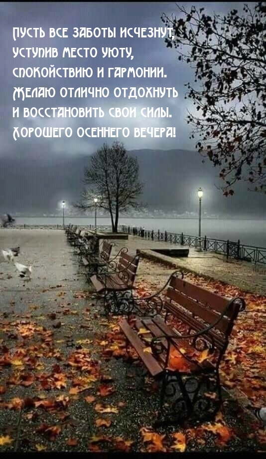 Желаю отлично отдохнуть и восстановить свои силы. 