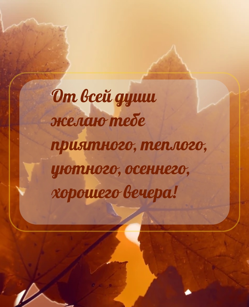 Приятного, теплого, уютного, осеннего, хорошего вечера!
