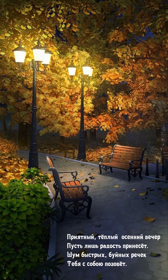 Приятный, тёплый  осенний вечер пусть лишь радость принесёт.