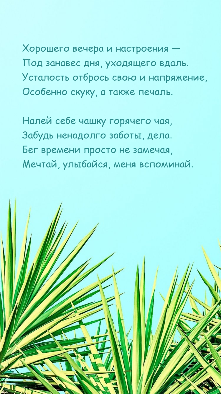 Хорошего вечера и настроения — под занавес дня, уходящего вдаль.