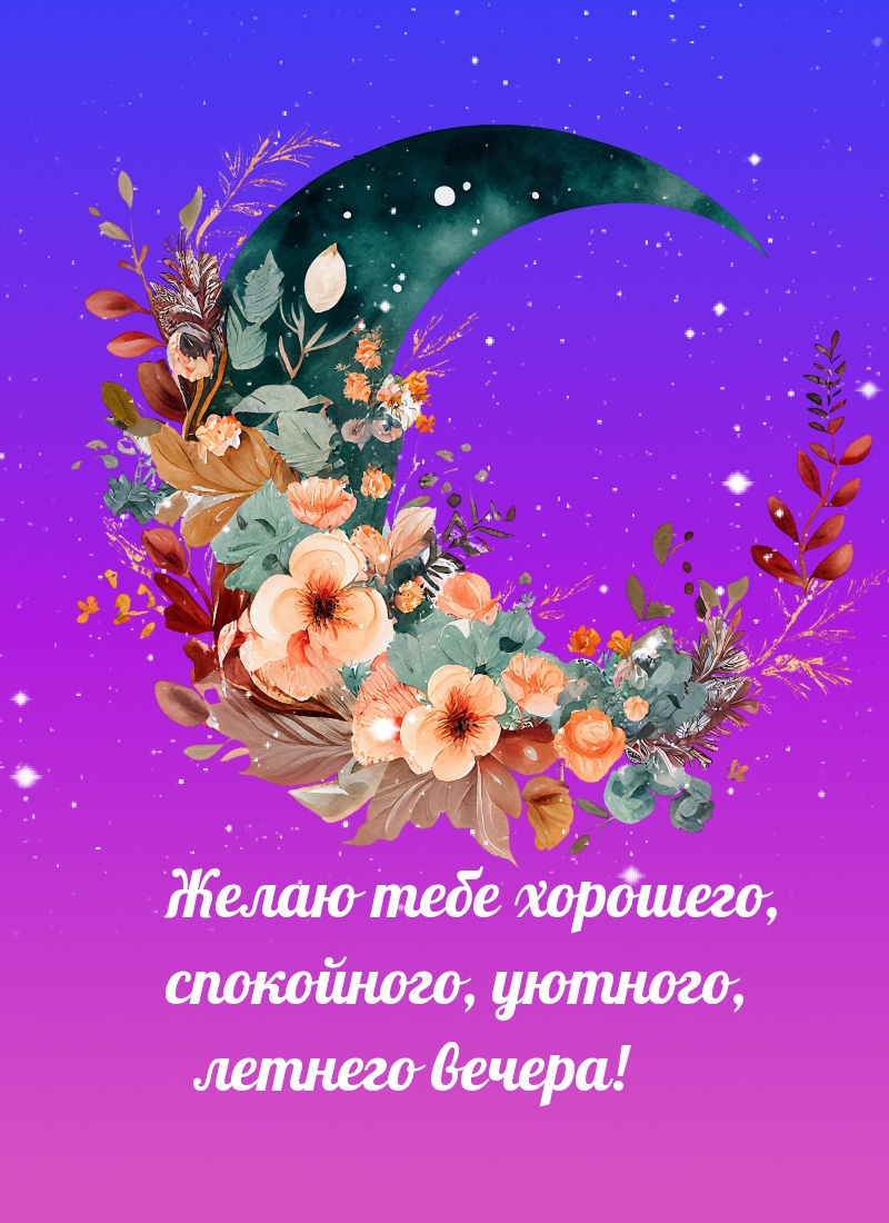 Желаю тебе хорошего, спокойного, уютного, летнего вечера!