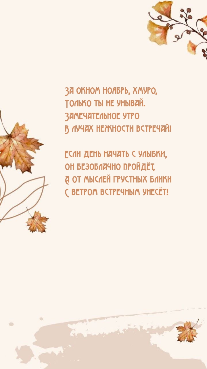 За окном ноябрь, хмуро, только ты не унывай.