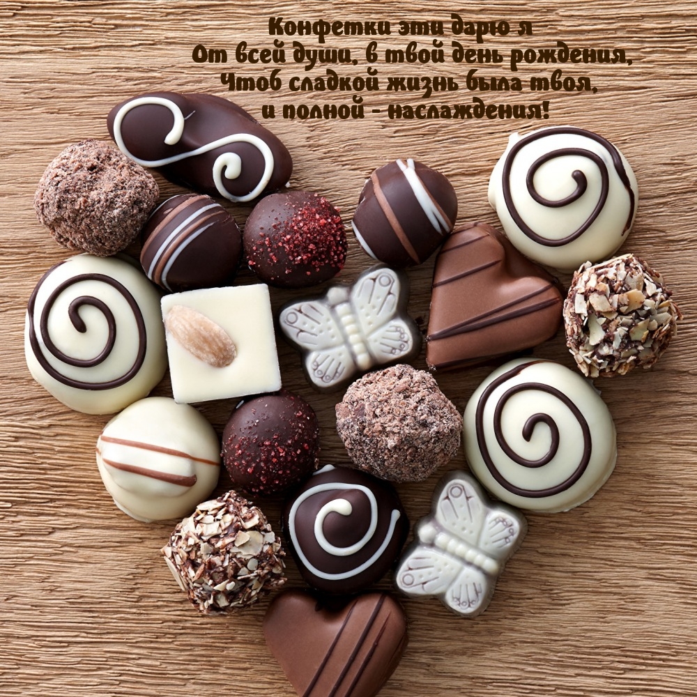 Конфетки эти дарю я от всей души, в твой день рождения