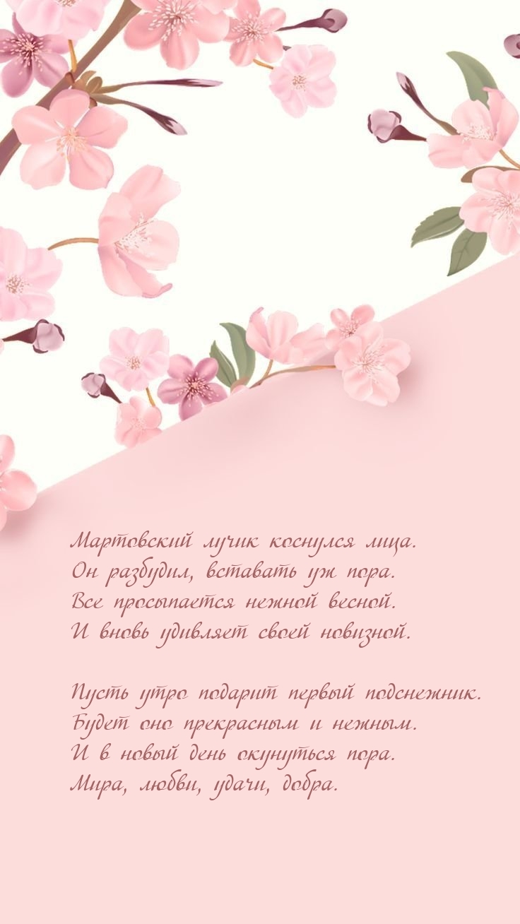 Мартовский лучик коснулся лица. Он разбудил, вставать уж пора.