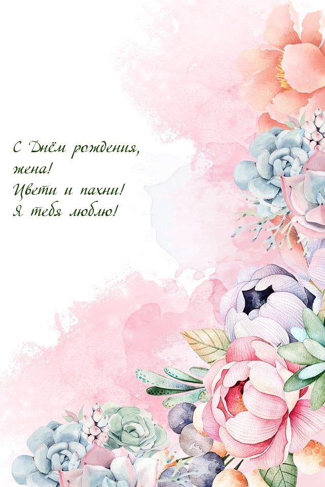 С Днём рождения, жена! Цвети и пахни! Я тебя люблю!