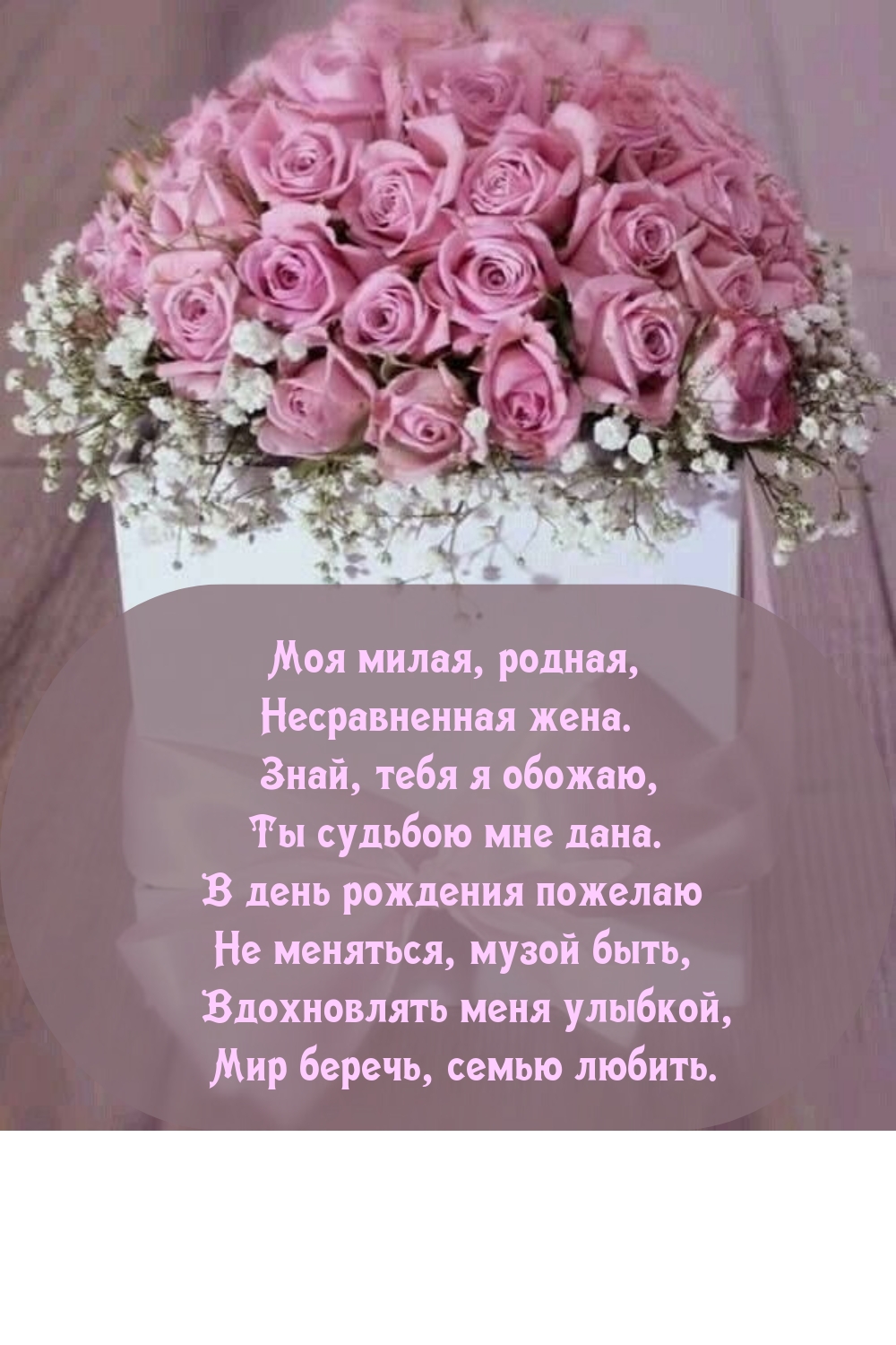 Моя милая, родная, несравненная жена. Знай, тебя я обожаю