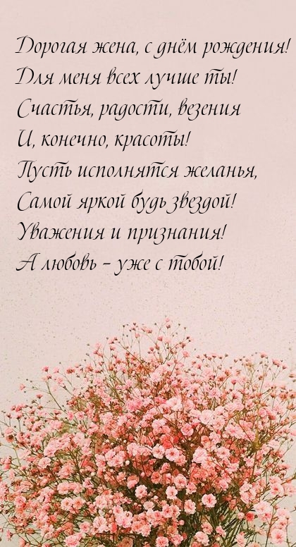 Дорогая жена, с днём рождения! Для меня всех лучше ты!