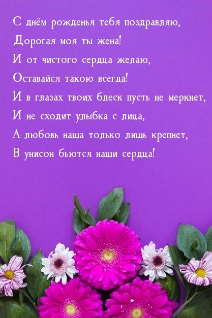 С днём рожденья тебя поздравляю, Дорогая моя ты жена!