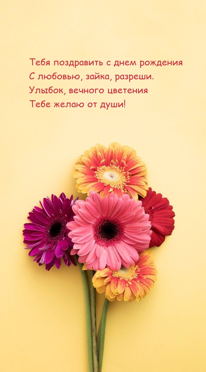 Тебя поздравить с днем рождения с любовью, зайка, разреши.