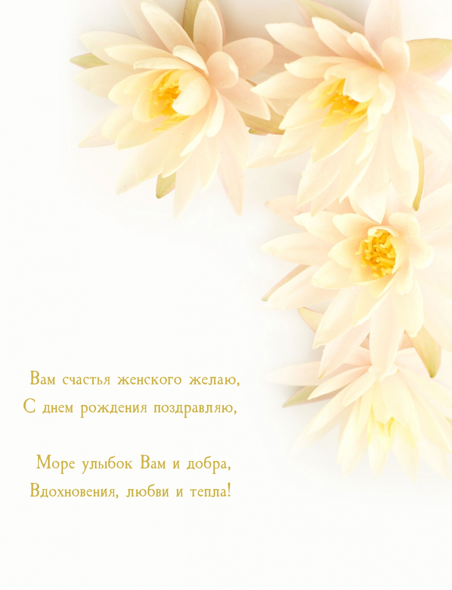 Вам счастья женского желаю, с днем рождения поздравляю